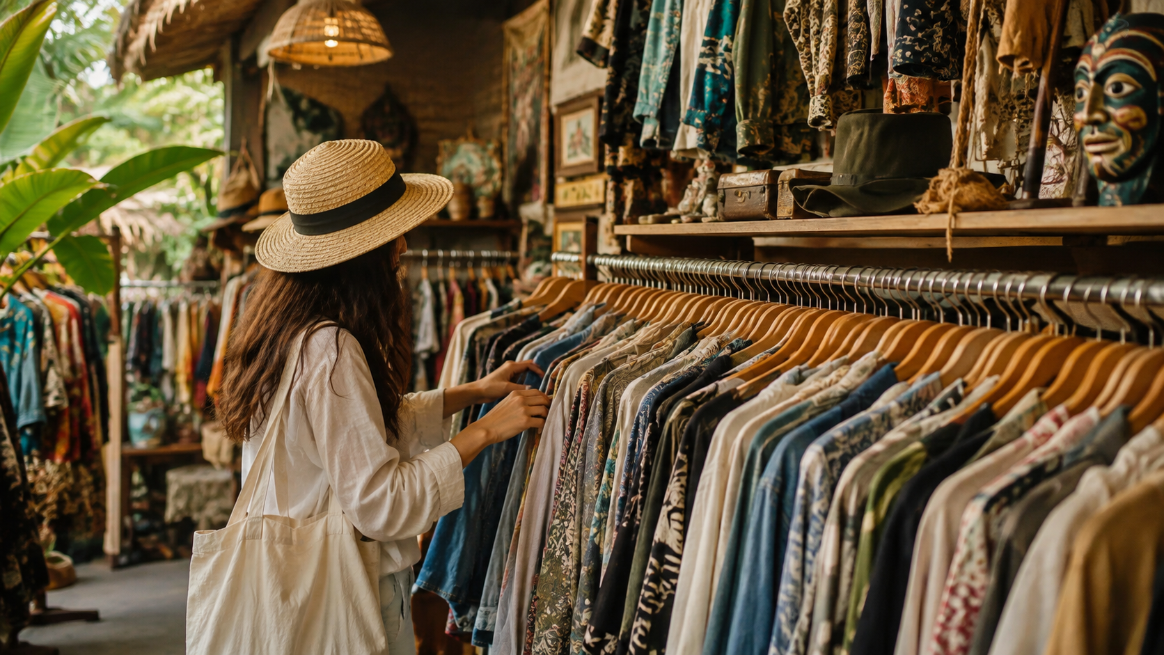 Browsing the Boho Vintage Boutique